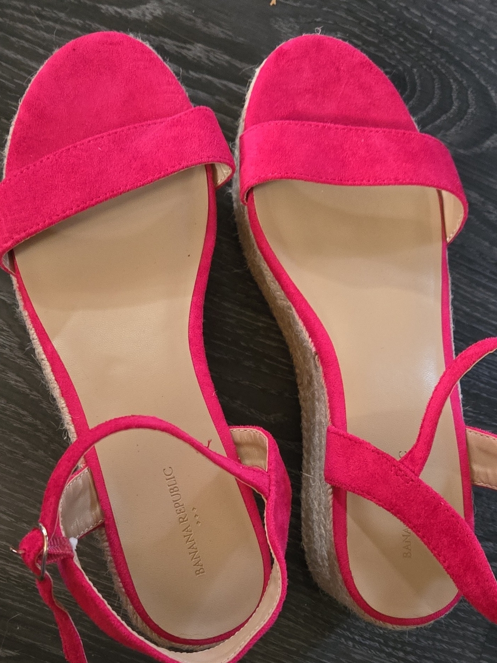 Banana Republic Hot Pink Suede Espadrille Sandals with Ankle Strap